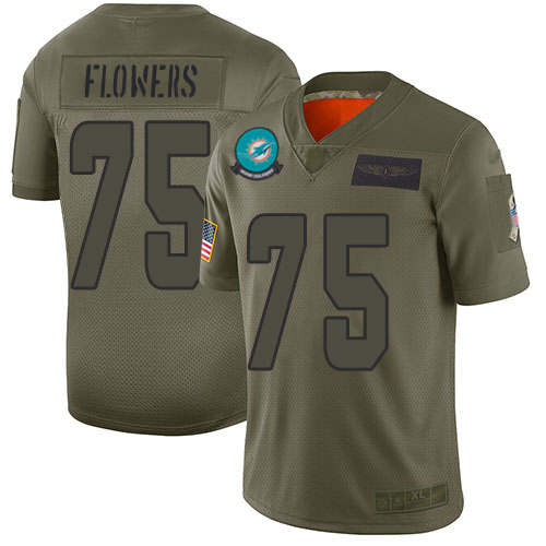 Nike Miami Dolphins #75 Ereck Flowers Camo Youth Stitched NFL Limited 2019 Salute To Service Jersey->youth nfl jersey->Youth Jersey